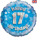 Blue or pink 17th birthday 18-inch helium balloon