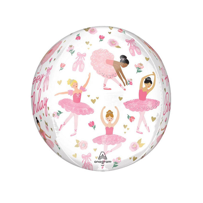 Ballerina happy birthday 15-inch orbz helium balloon