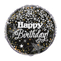 Black sparkly Happy Birthday 18-inch helium balloon