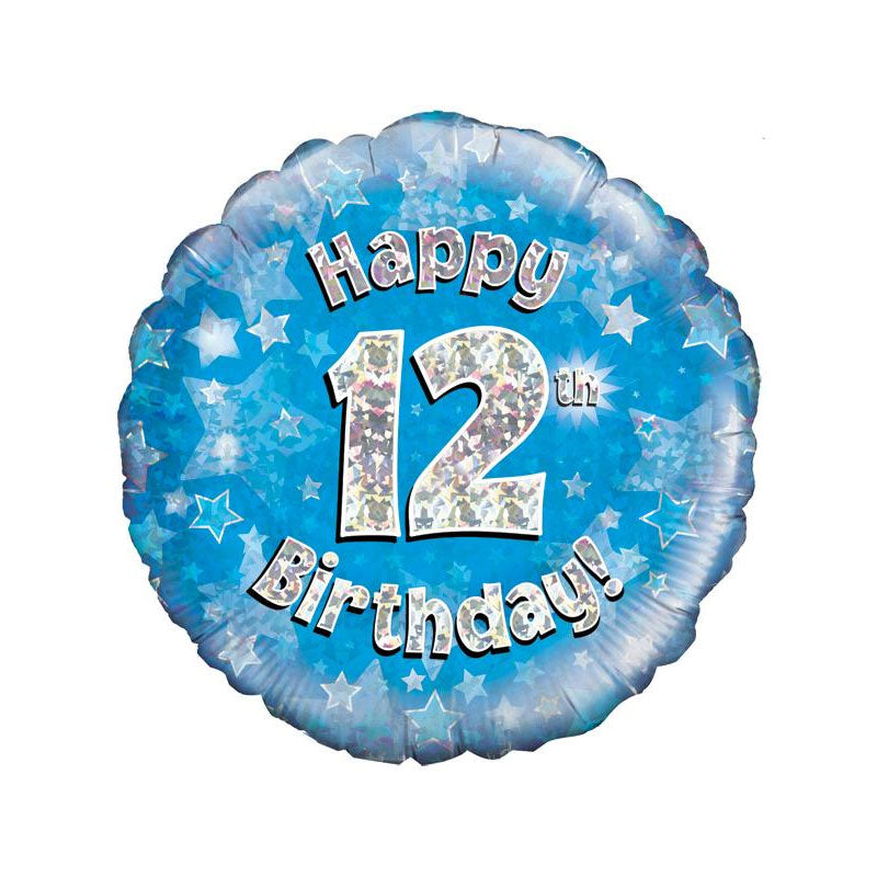 Pink or blue 12th birthday 18-inch helium balloon