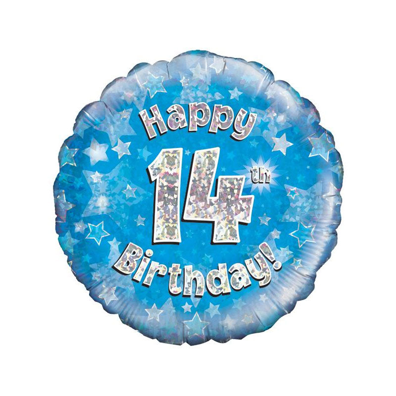 Blue or pink 14th birthday 18-inch helium balloon