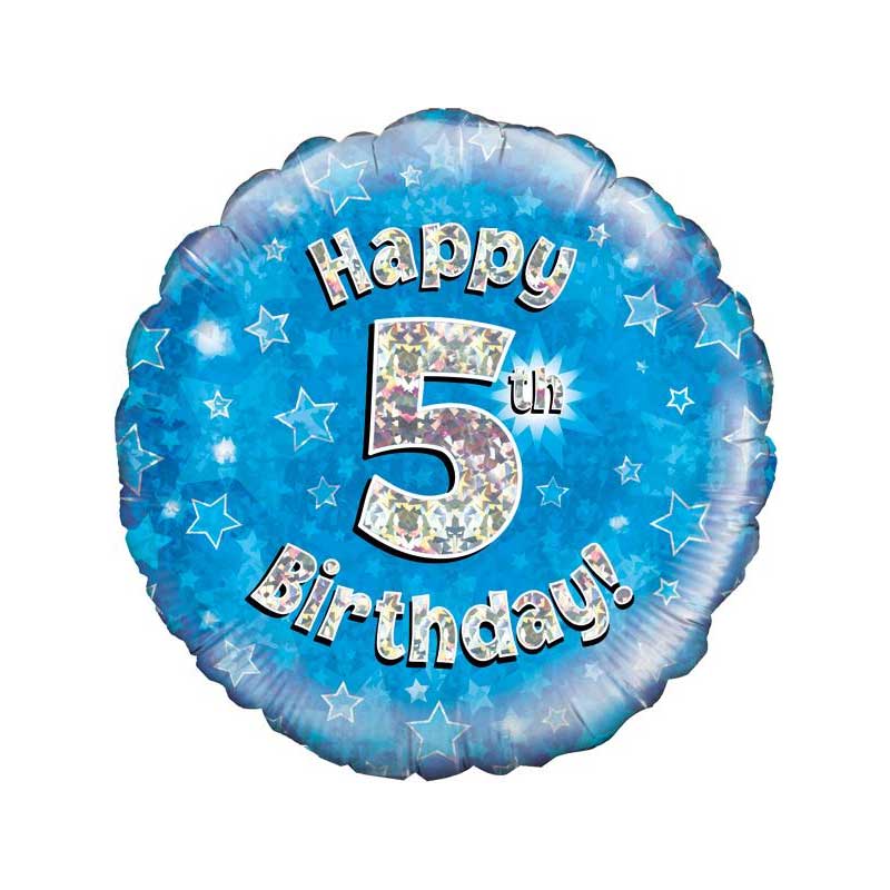 Pink or blue 5th birthday 18-inch helium balloon