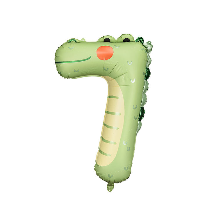 Number 7 shape balloon with a crocodile theme