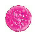 Bright hot pink balloon with decorative flower designs and Happy Mother's Day in white writing