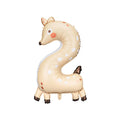 Inflatable number 2 shaped like a deer on a white background