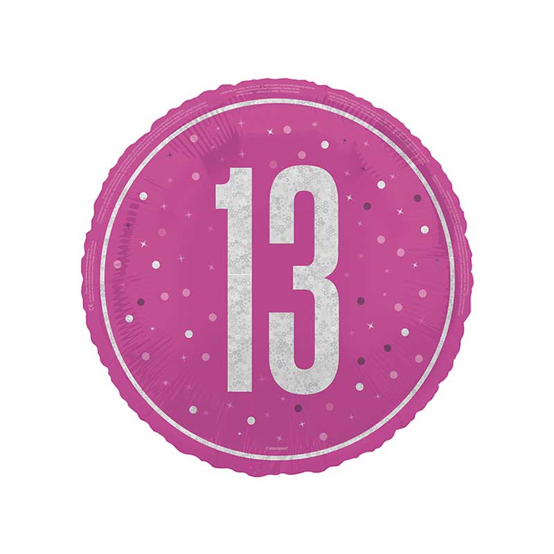 Glitz pink and blue 13th birthday 18-inch helium balloon