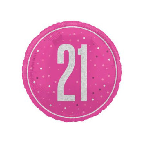 Glitz blue or pink 21st birthday 18-inch helium balloon
