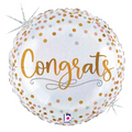 Congrats 18-inch helium balloon - gold and white