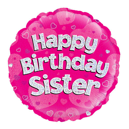 Happy Birthday Sister pink 18-inch helium balloon