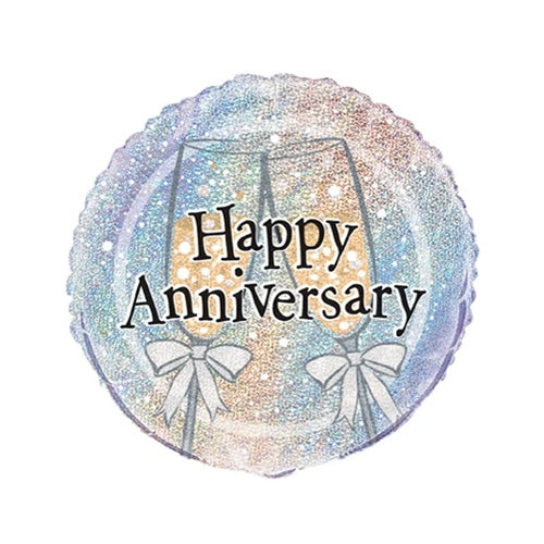 Happy anniversary 18-inch helium balloon with black lettering