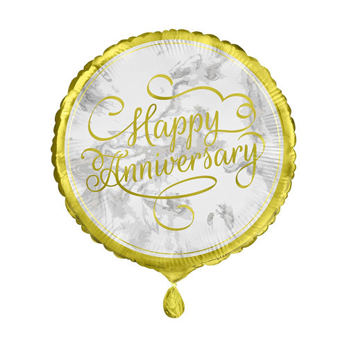Happy anniversary silver and gold 18-inch helium balloon