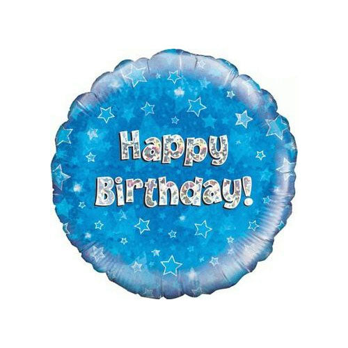 Happy Birthday 18-inch blue helium balloon
