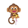 Brown monkey shaped balloon holding his bananas (that's not a metaphor!)