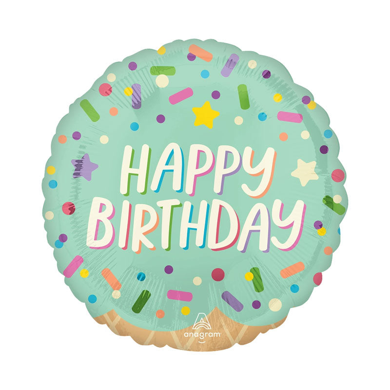 Ice cream party happy birthday 17-inch helium balloon