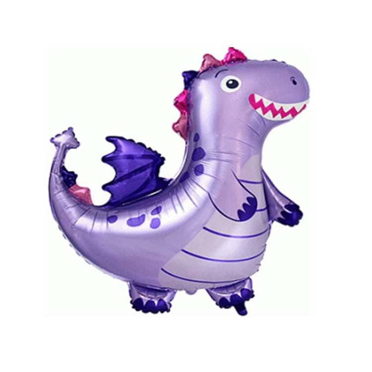 Purple dragon-shaped balloon on a white background