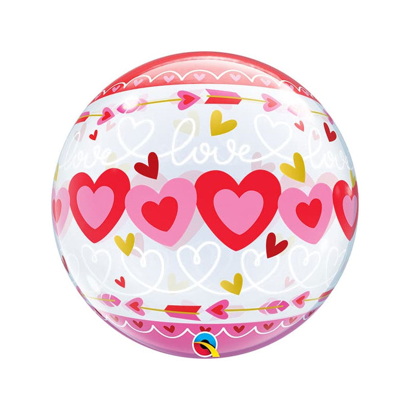 Love connected heart 22-inch helium bubble balloon