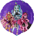 Purple background Monster High themed balloon with 3 characters