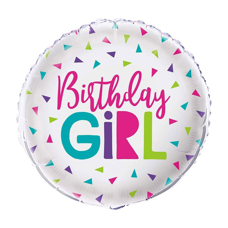 Party confetti birthday girl 18-inch helium balloon