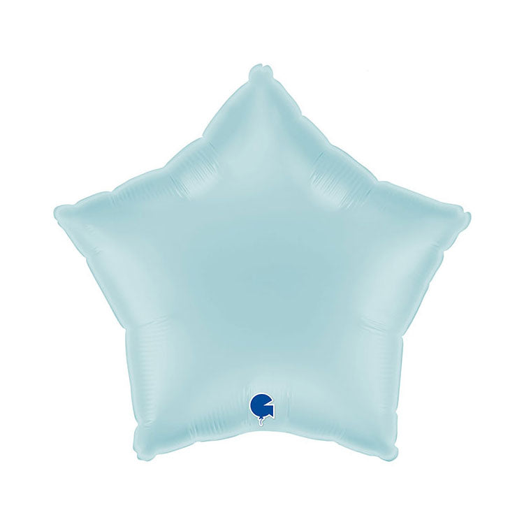 Light blue star-shaped balloon on a white background
