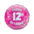 Pink or blue 12th birthday 18-inch helium balloon