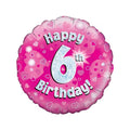 Blue or pink 6th birthday 18-inch helium balloon