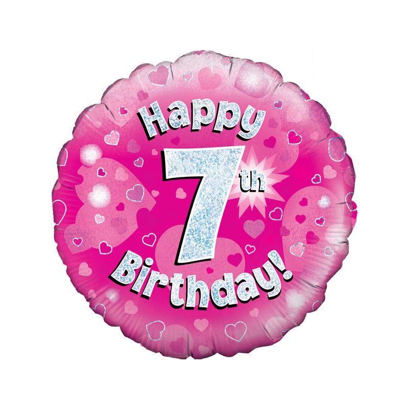 Pink or blue 7th birthday 18-inch helium balloons