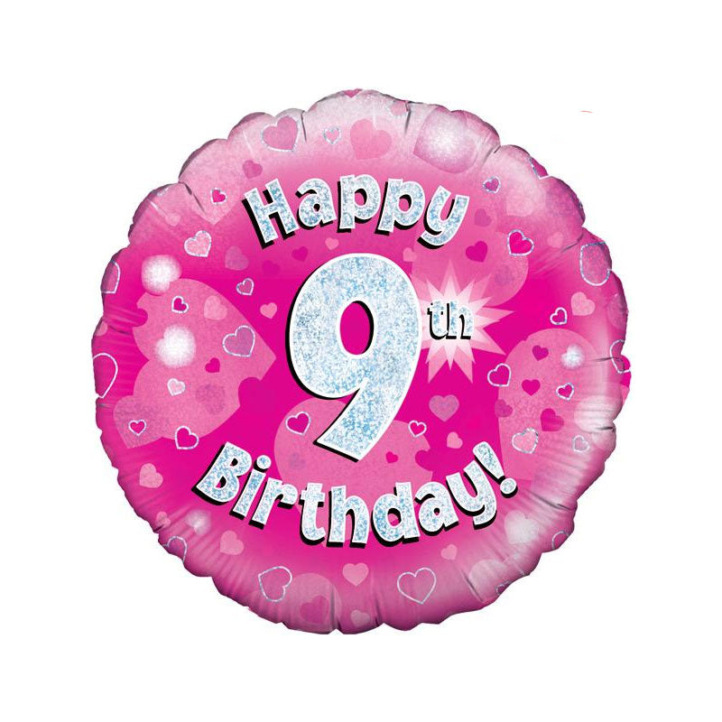 Pink or blue 9th birthday 18-inch helium balloon
