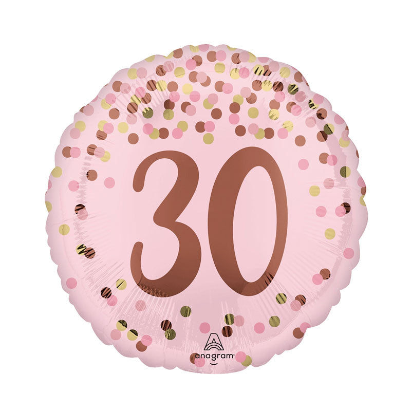 Pretty pink dots 30th birthday 17-inch helium balloon