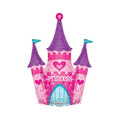 Princess castle balloon with pink and purple colors on a white background