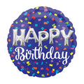 Purple background confetti design happy birthday 17-inch helium balloon