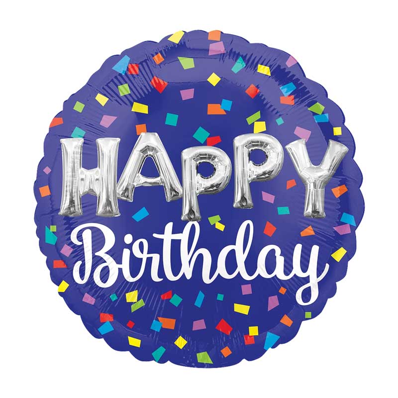 Purple background confetti design happy birthday 17-inch helium balloon
