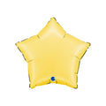 Yellow star-shaped balloon with a brand logo on a white background