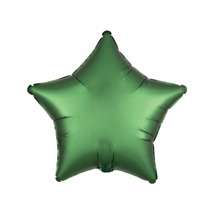 Green star-shaped balloon on a white background