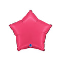 Pink star-shaped balloon with a logo on a white background