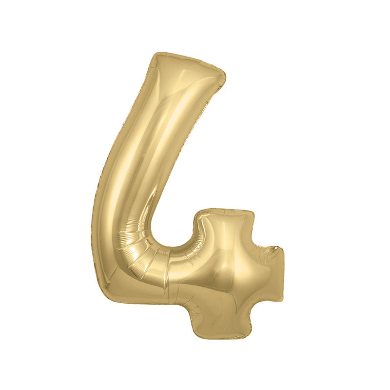Gold balloon in the shape of the number four