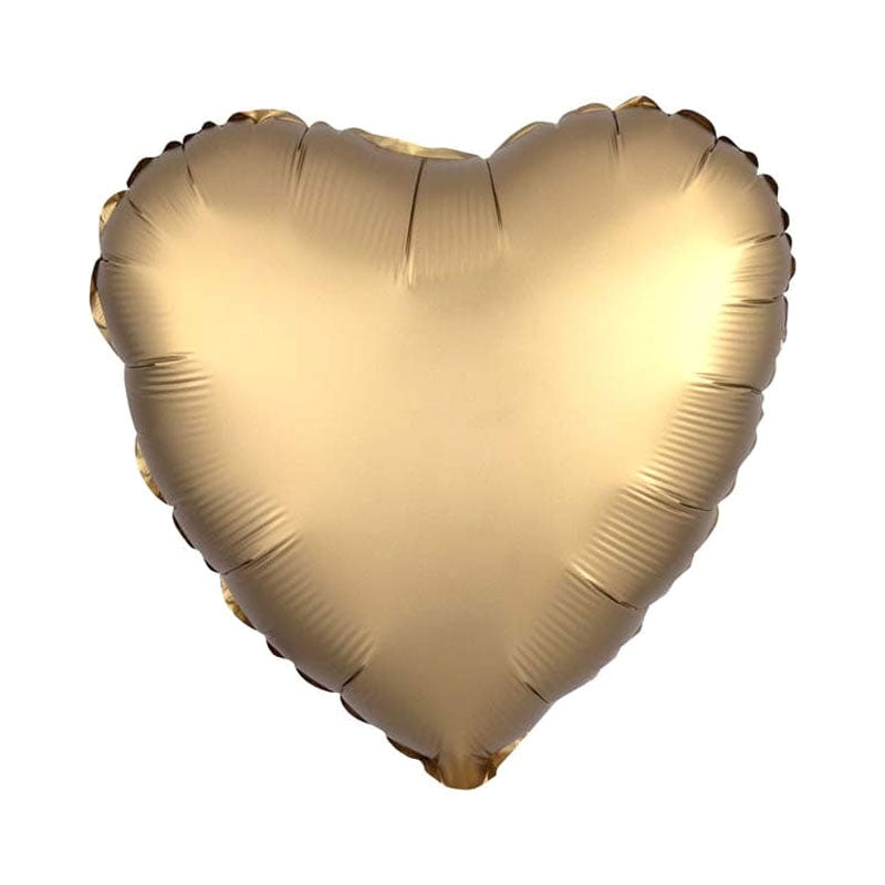 Gold heart-shaped balloon on a white background