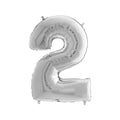 Silver number 2 balloon on a white background