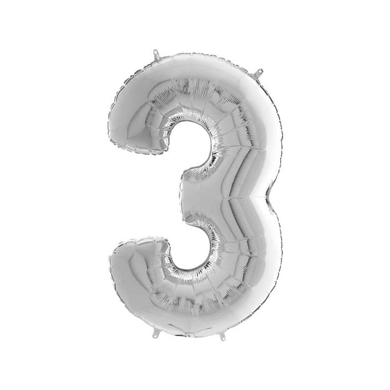 Silver number 3 balloon