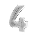 Silver number 4 balloon on a white background