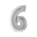 Silver number six 26-inch helium balloon