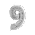 Silver number nine 26-inch helium balloon