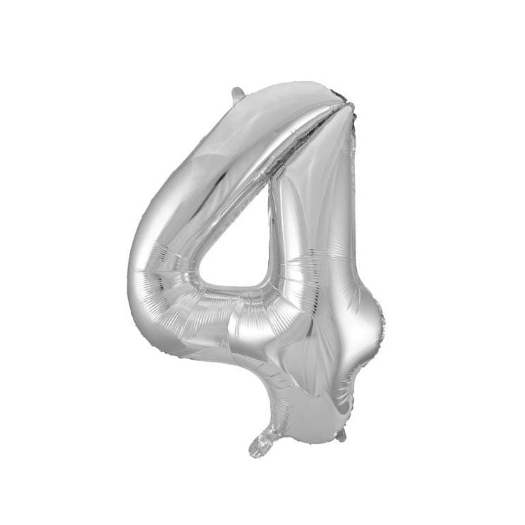 Silver number 4 balloon