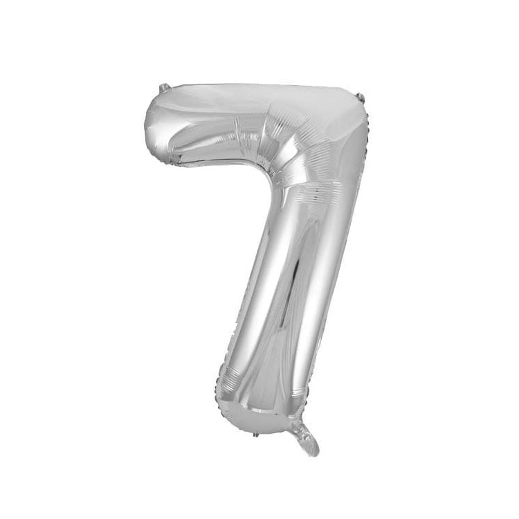 Silver number seven 34-inch helium balloon