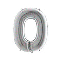 26-inch silver helium ballon in the shape of the number zero
