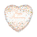 White helium 18-inch balloon with orange Happy Anniversary lettering
