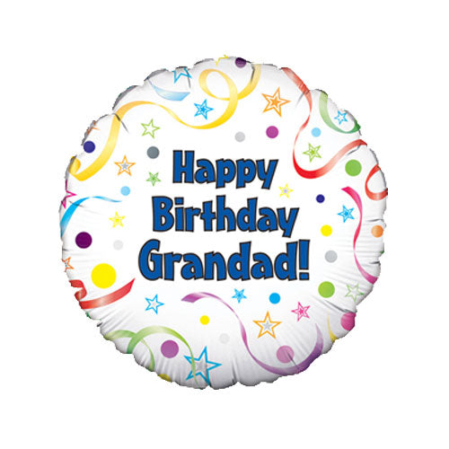 White with stars Happy Birthday Grandad helium balloon