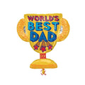 Decorative trophy shaped balloon with 'World's Best Dad' text